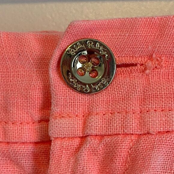 Lilly Pulitzer Neon Orange Linen Shorts Size 00 | Summer Resort Preppy - Picture 9 of 15